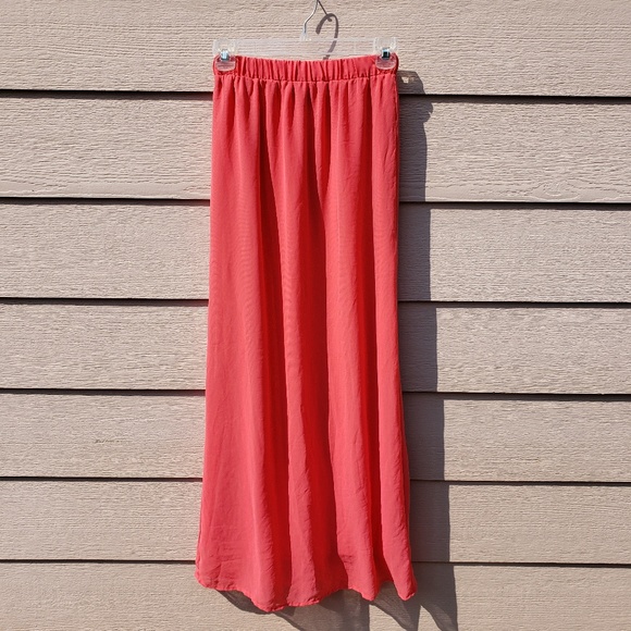 💐🏖️Forever 21 Coral Chiffon Maxi Skirt - Picture 2 of 8